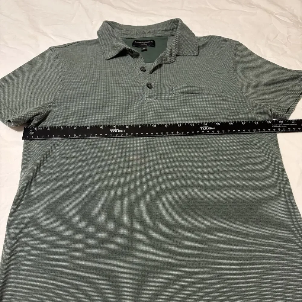 Banana Republic Men's Green Solid Polo Shirt Short Sleeve Spread Collar M